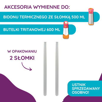 B.Box Zestaw słomek do bidonu termicznego 500ml i butelki tritanowej 600ml 2 szt.