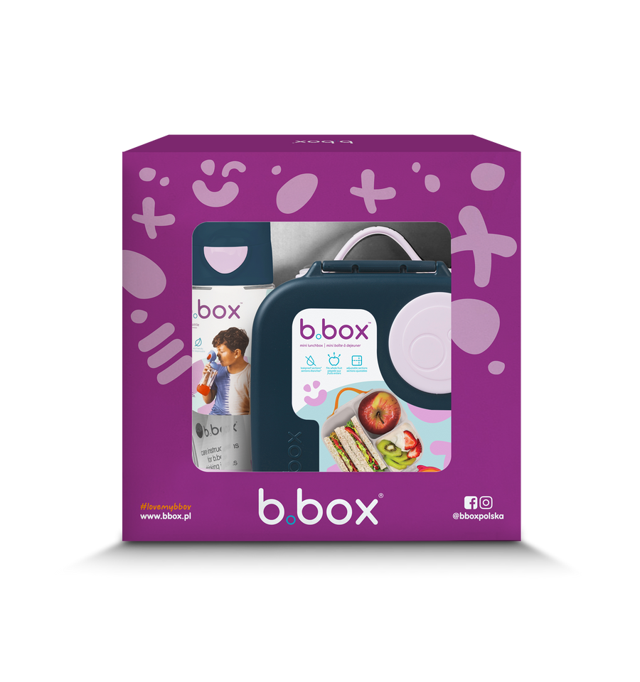b.Box Zestaw Prezentowy Mini Lunchbox + Bidon ze Słomką 450ml Indigo Rose