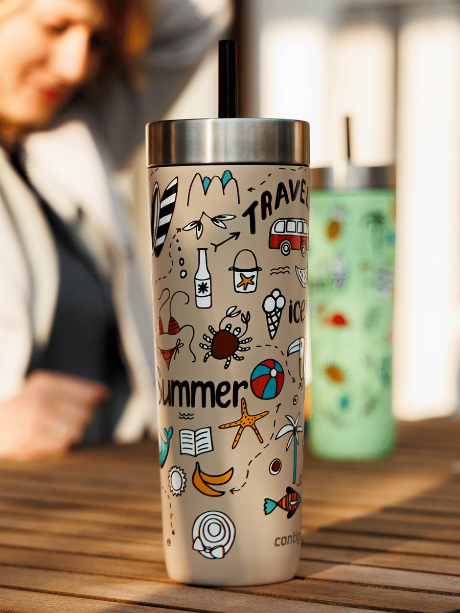Contigo Luxe Tumbler - Kubek termiczny ze słomką - 720ml - Summer - Brown Sugar