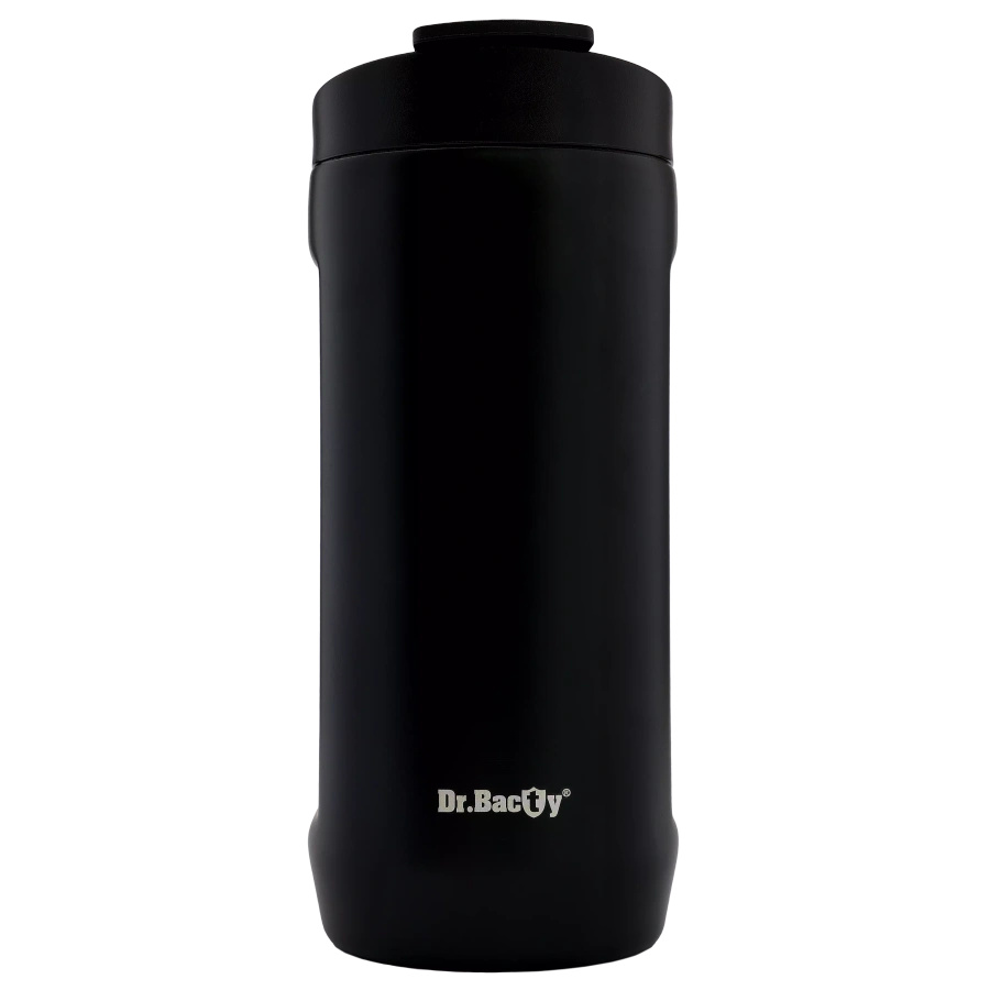 Dr.Bacty Notus - Kubek termiczny na kawę 2w1 - 360 ml - czarny