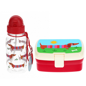 Rex London Zestaw śniadaniowy lunchbox i bidon Jamniki