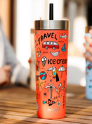 Contigo Luxe Tumbler - Kubek termiczny ze słomką - 720ml - Summer - Coral