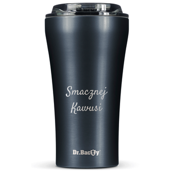 Dr.Bacty Apollo 2.0 - Kubek termiczny na kawę - Smacznej kawusi - 360 ml - Gunmetal