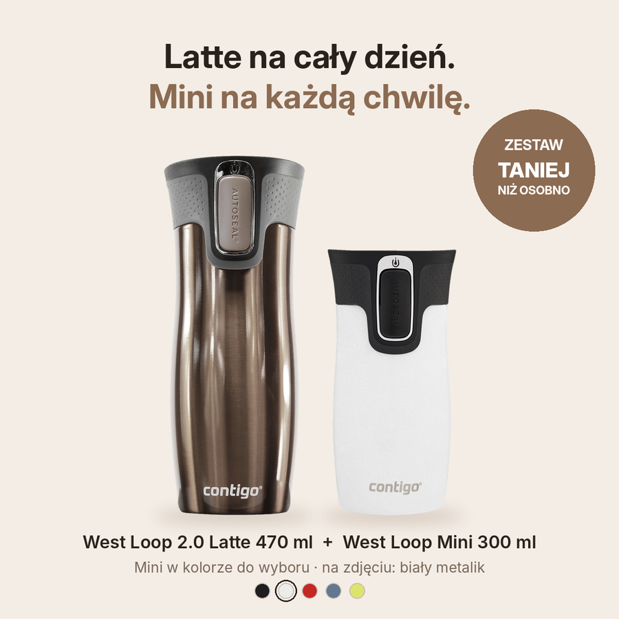Zestaw kubków termicznych Contigo West Loop 2.0 Latte 470 ml + West Loop Mini Biały 300 ml