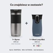 Contigo Byron 470 ml Gunmetal + West Loop Mini 300 ml niebieski metalik - Zestaw kubków termicznych