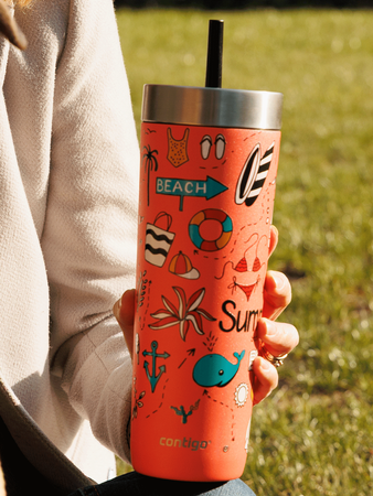 Contigo Luxe Tumbler - Kubek termiczny ze słomką - 720ml - Summer - Coral