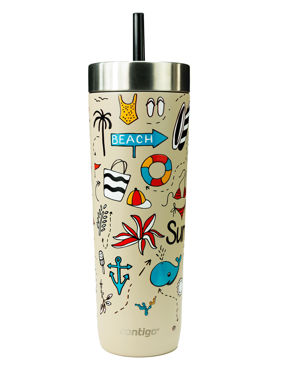 Contigo Luxe Tumbler - Kubek termiczny ze słomką - 720ml - Summer - Brown Sugar