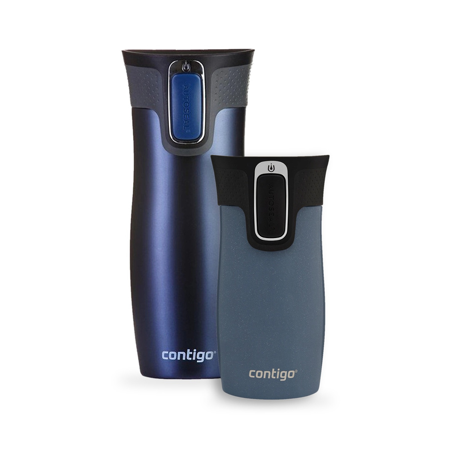 Contigo West Loop Monaco 470 ml + West Loop Mini 300 ml niebieski metalik - Zestaw kubków termicznych
