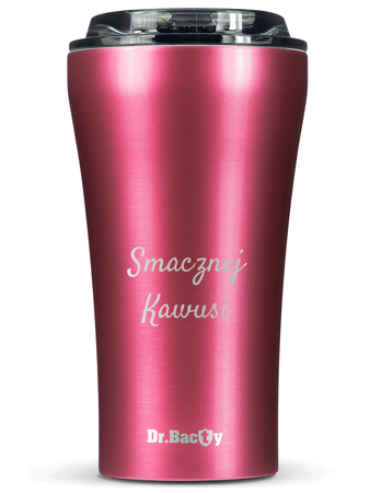 Dr.Bacty Apollo 2.0 - Kubek termiczny na kawę - Smacznej kawusi - 360 ml - Pink