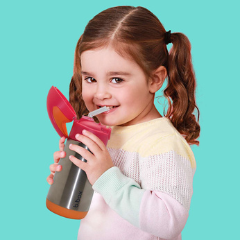 b.box Bidon Termiczny ze Słomką Stalowy 350ml Strawberry Shake