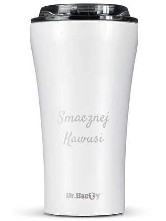 Dr.Bacty Apollo 2.0 - Kubek termiczny na kawę - Smacznej kawusi - 360 ml - Glossy White