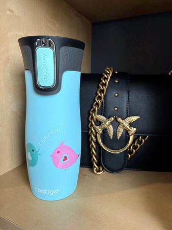 Contigo West Loop 2.0 - Kubek termiczny - 470ml - Ptaszkowe love - Błękitny Mat