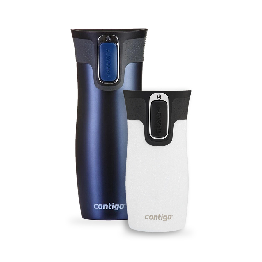 Contigo West Loop Monaco 470 ml + West Loop Mini 300 ml biały metalik - Zestaw kubków termicznych