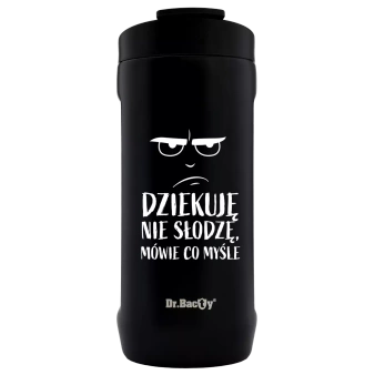 Kubek termiczny do kawy Dr.Bacty Notus 360 ml - Dziękuje, nie słodzę - czarny