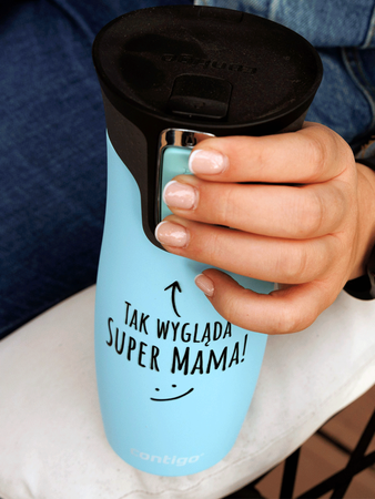 Contigo West Loop 2.0 - Kubek termiczny - 470ml - Tak wygląda super mama - Niebieski