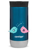Contigo Huron 2.0 - Kubek termiczny na kawę - 470ml - Ptaszkowe love - Niebieski