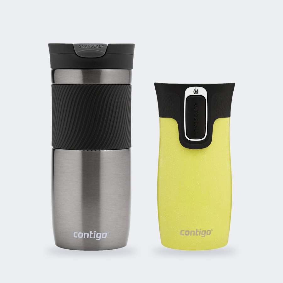Zestaw Contigo Byron 470 ml Gunmetal + West Loop Mini 300 ml – żółty metalik