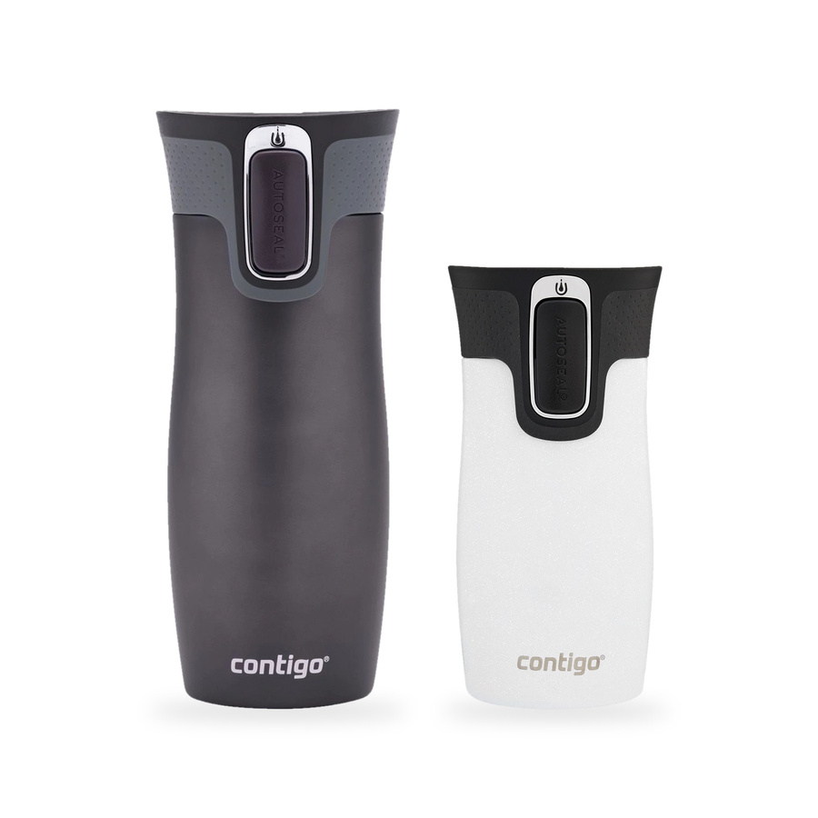 Contigo West Loop grafitowy 470 ml + West Loop Mini 300 ml biały metalik - Zestaw kubków termicznych