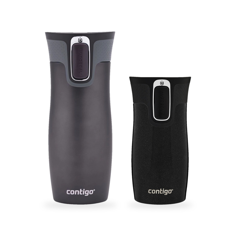 Contigo West Loop grafitowy 470 ml + West Loop Mini 300 ml czarny metalik - Zestaw kubków termicznych