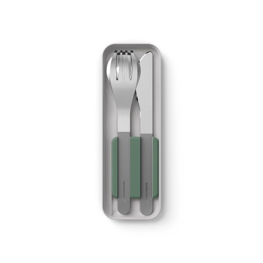 Monbento Zestaw sztućców podróżnych SlimBox NaturalGreen