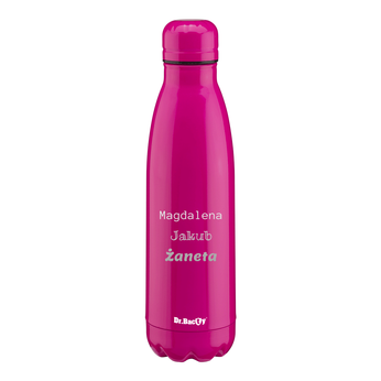 Butelka termiczna stalowa Dr.Bacty Atena 500 ml - Fluo Fuksja - personalizowana grawerem