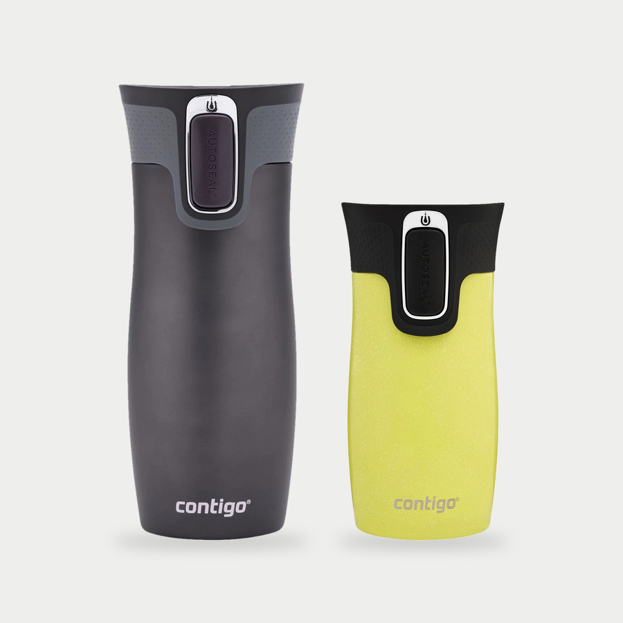 Contigo West Loop grafitowy 470 ml + West Loop Mini 300 ml żółty metalik - Zestaw kubków termicznych