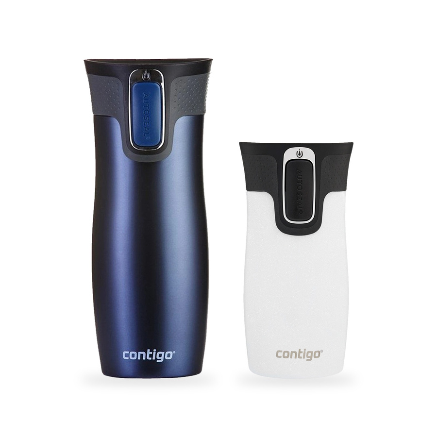 Contigo West Loop Monaco 470 ml + West Loop Mini 300 ml biały metalik - Zestaw kubków termicznych