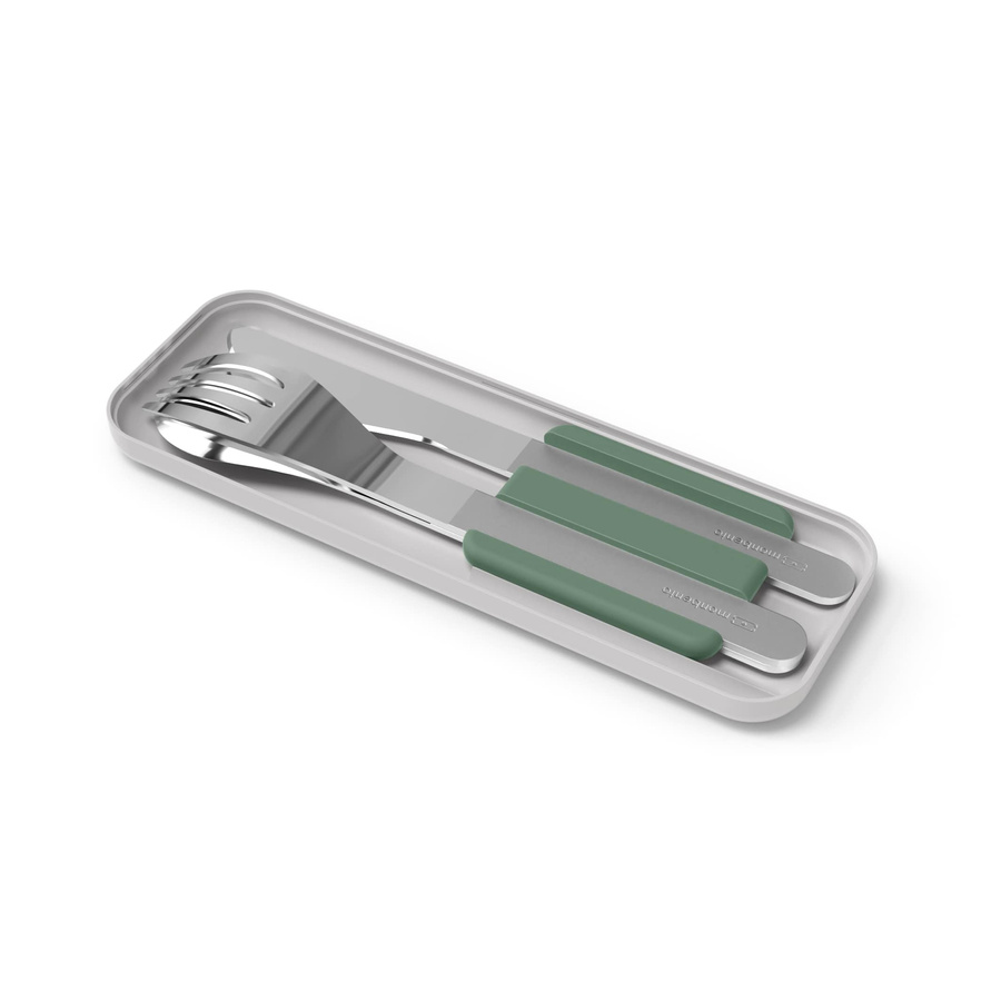 Monbento Zestaw sztućców podróżnych SlimBox NaturalGreen