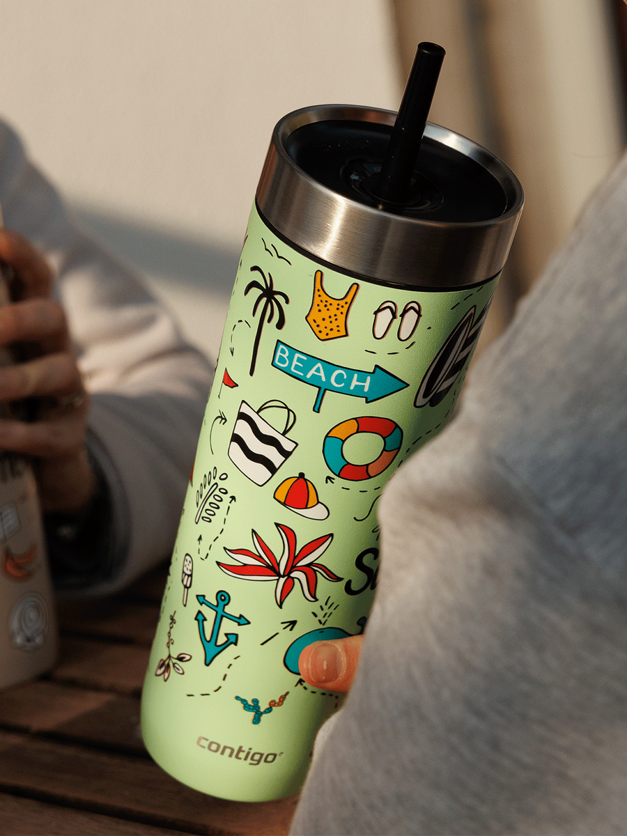 Contigo Luxe Tumbler - Kubek termiczny ze słomką - 720ml - Summer - Cucumber