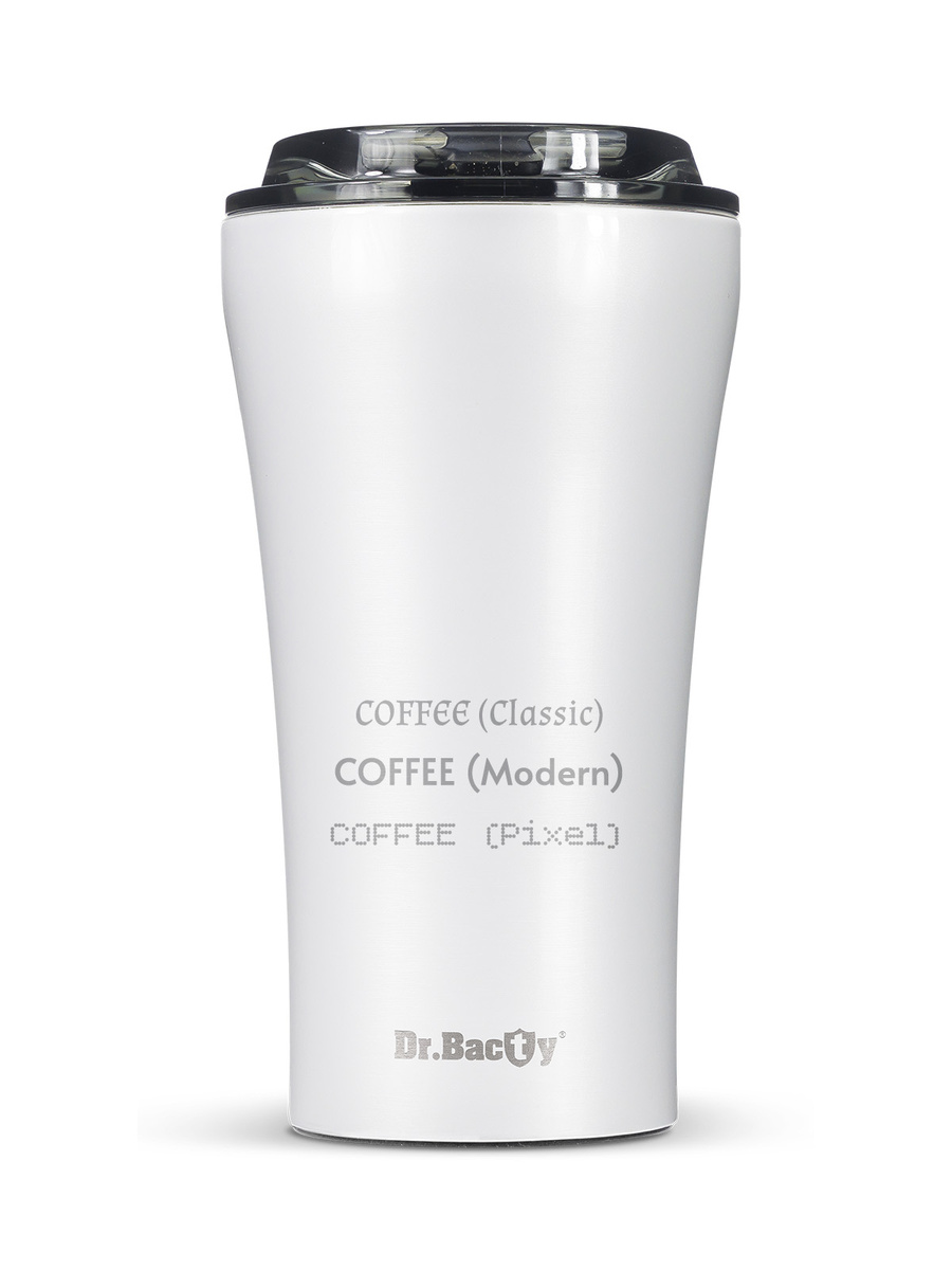 Kubek termiczny na kawę Dr.Bacty Apollo 2.0 - 360 ml - Glossy White - Z twoim grawerem