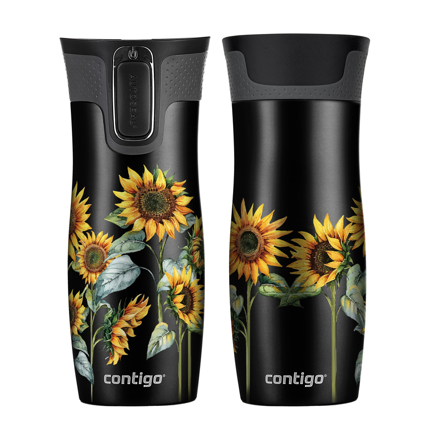 Kubek termiczny Contigo West Loop 2.0 470 ml - Słoneczniki - czarny