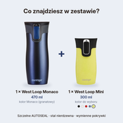 Contigo West Loop Monaco 470 ml + West Loop Mini 300 ml żółty metalik - Zestaw kubków termicznych