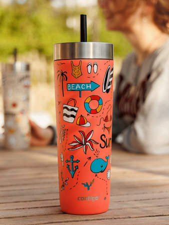 Contigo Luxe Tumbler - Kubek termiczny ze słomką - 720ml - Summer - Coral