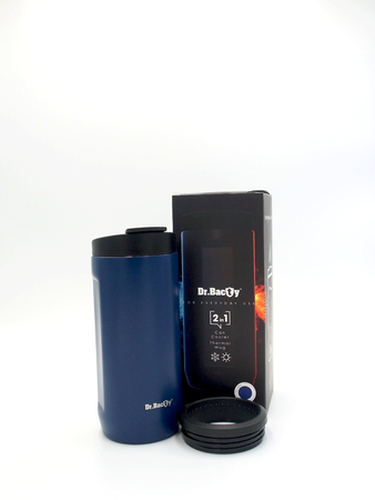 Dr.Bacty Notus - Kubek termiczny na kawę 2w1 - 360 ml - Kuźwa - granatowy