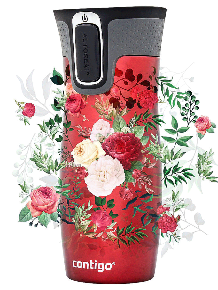 Contigo West Loop 2.0 - Kubek termiczny - 470ml - Kwiaty - Czerwony