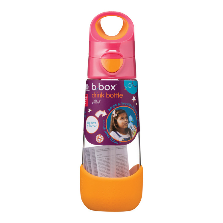B.Box Butelka na wodę tritanowa ze słomką 600ml Strawberry Shake b.box