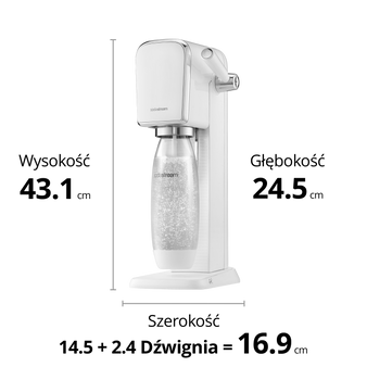 Saturator do wody gazowanej SodaStream ART biały'+ 1 butelka + nabój CO2