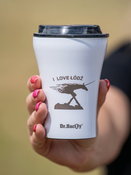 Dr.Bacty Apollo - Kubek do kawy wielorazowy - 227 ml - Łódź - biały