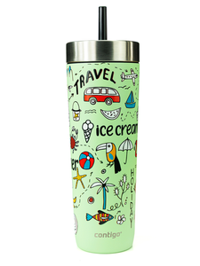 Contigo Luxe Tumbler - Kubek termiczny ze słomką - 720ml - Summer - Cucumber