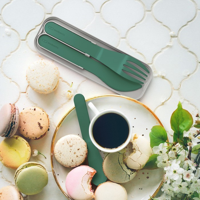 Monbento Sztućce podróżne Pocket Color Green Forest