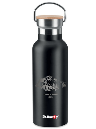 Dr.Bacty Iris - Butelka termiczna personalizowana - 500 ml - Czarna - Daulagiri