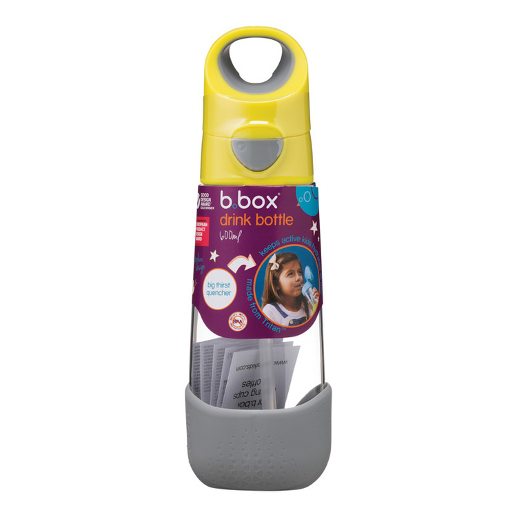 B.Box Butelka na wodę tritanowa ze słomką 600ml Lemon Sherbet b.box