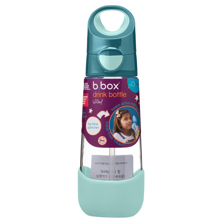 B.Box Butelka na wodę tritanowa ze słomką 600ml Emerald Forest b.box