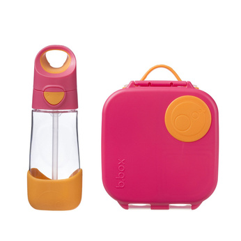 B.Box Zestaw Mini Lunchbox + Butelka tritanowa ze słomką 450ml Strawberry Shake