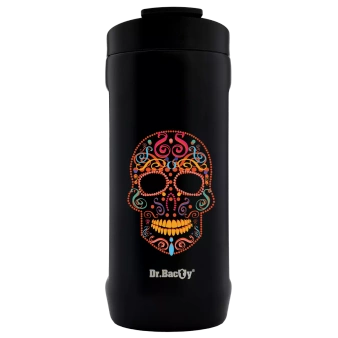 Dr.Bacty Notus - Kubek termiczny 2w1 - 360 ml - Czaszka - czarny