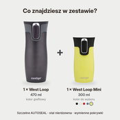 Zestaw Contigo West Loop grafitowy 470 ml + West Loop Mini 300 ml – żółty metalik