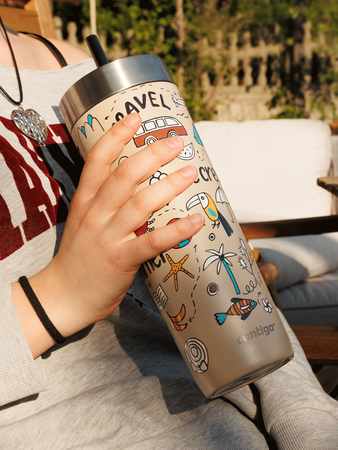 Contigo Luxe Tumbler - Kubek termiczny ze słomką - 720ml - Summer - Brown Sugar