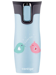 Contigo West Loop 2.0 - Kubek termiczny - 470ml - Ptaszkowe love - Błękitny Mat
