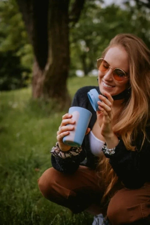 Kubek Hip 355ml - Stone + Hot Pink