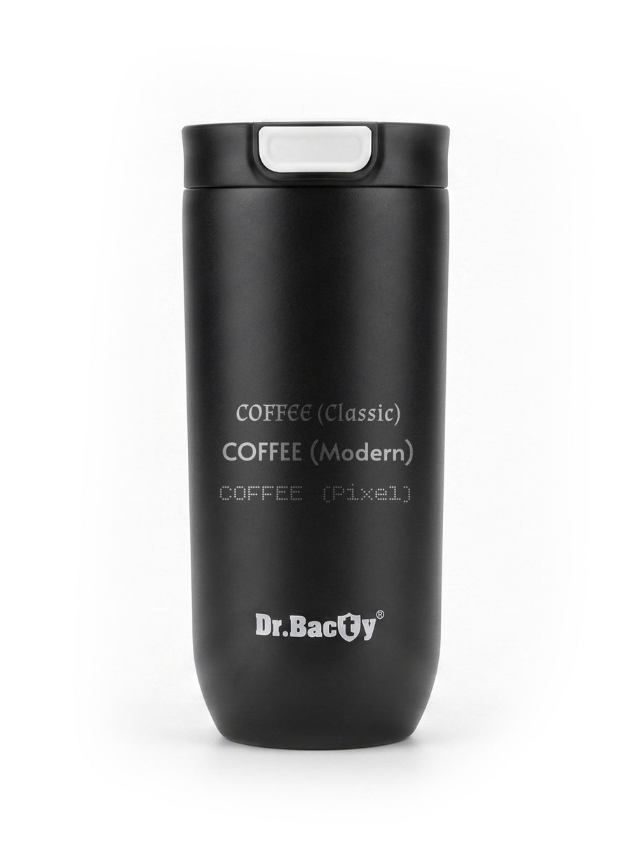 Kubek termiczny z grawerem Dr.Bacty Atlas 540 ml - czarny